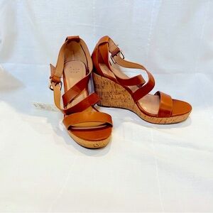 Strappy sandals, strappy wedges, sandals, rust/camel, colored, sandals
